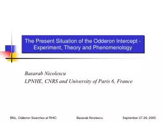 The Present Situation of the Odderon Intercept - Experiment, Theory and Phenomenology