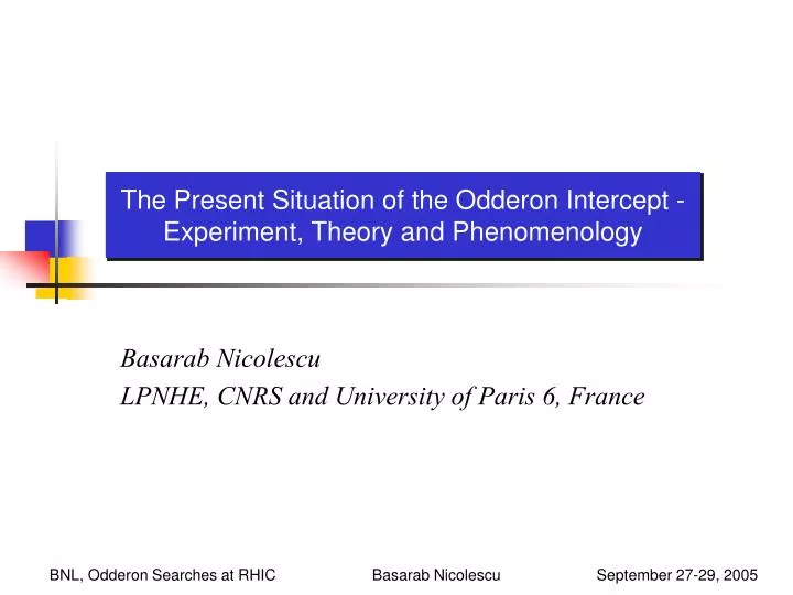 the present situation of the odderon intercept experiment theory and phenomenology
