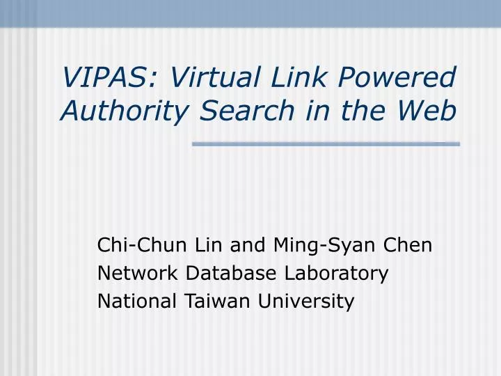 vipas virtual link powered authority search in the web