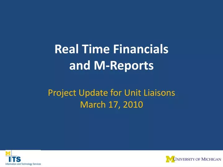 real time financials and m reports