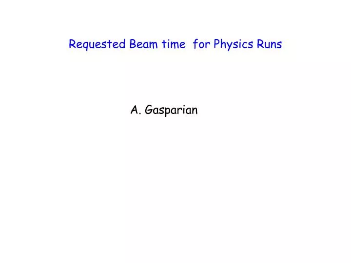 requested beam time for physics runs