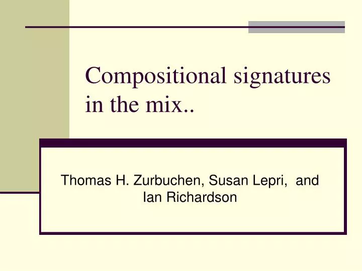 compositional signatures in the mix