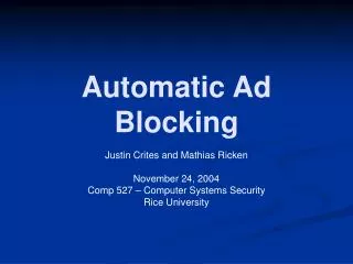 Automatic Ad Blocking