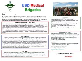 WHAT IS USD MEDICAL BRIGADES
