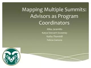 Mapping Multiple Summits: Advisors as Program Coordinators