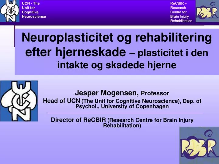 neuroplasticitet og rehabilitering efter hjerneskade plasticitet i den intakte og skadede hjerne