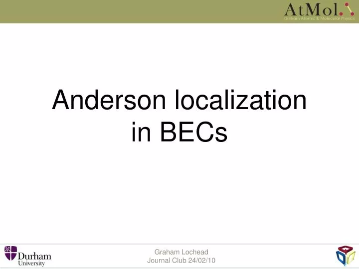 anderson localization in becs