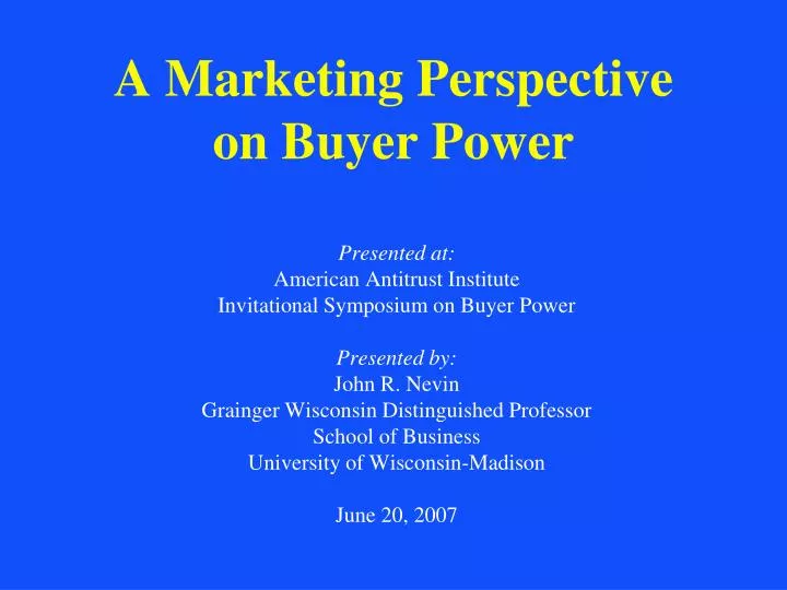 a marketing perspective on buyer power