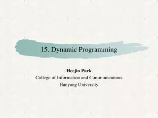 15. Dynamic Programming