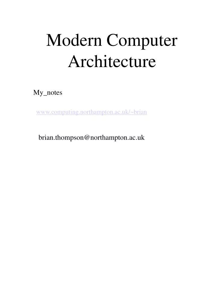 modern computer architecture