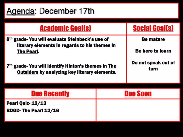 agenda december 17th