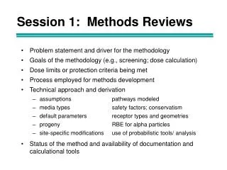 Session 1: Methods Reviews