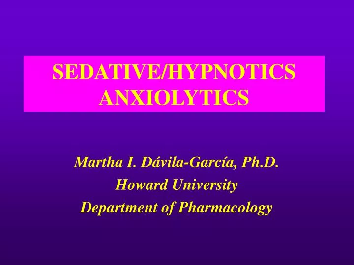 sedative hypnotics anxiolytics