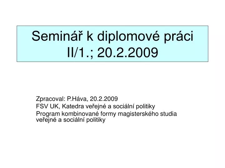 semin k diplomov pr ci ii 1 20 2 2009