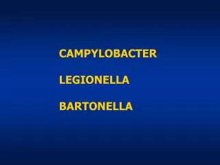 CAMPYLOBACTER LEGIONELLA BARTONELLA