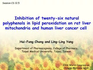 2006 World Congress on Chinese Medicine in HK