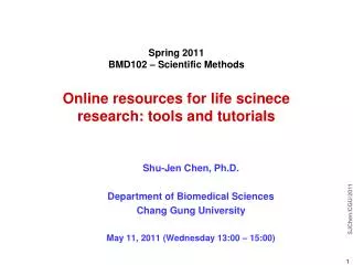 Shu-Jen Chen, Ph.D. Department of Biomedical Sciences Chang Gung University