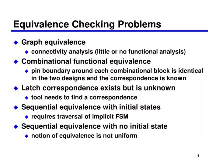 equivalence checking problems