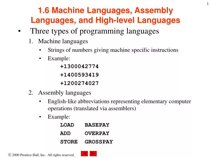1 6 machine languages assembly languages and high level languages