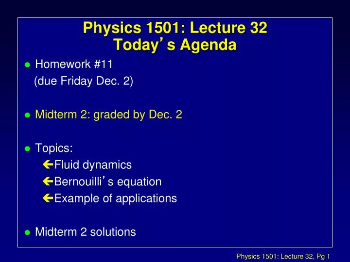 physics 1501 lecture 32 today s agenda