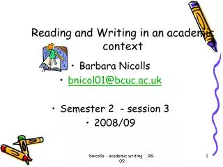 Reading and Writing in an academic context