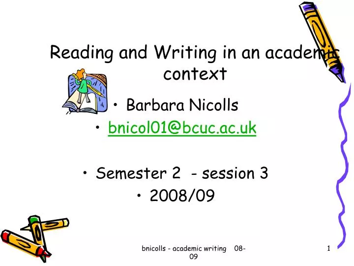 reading and writing in an academic context