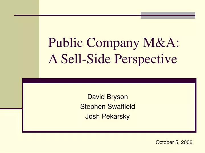 public company m a a sell side perspective