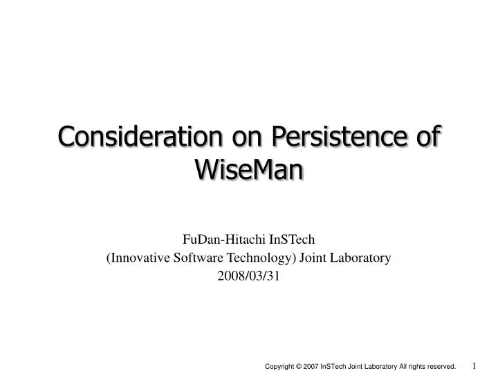consideration on persistence of wiseman