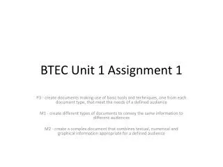 BTEC Unit 1 Assignment 1