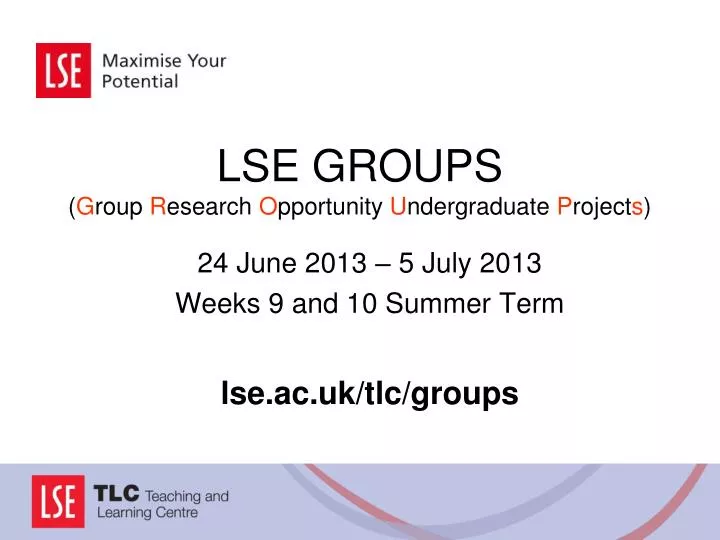lse groups g roup r esearch o pportunity u ndergraduate p roject s