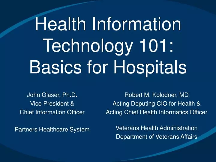 health information technology 101 basics for hospitals