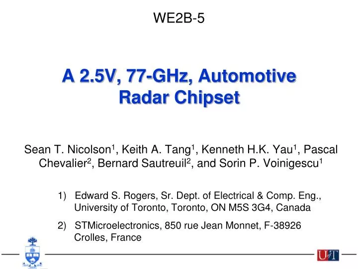 a 2 5v 77 ghz automotive radar chipset