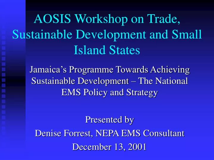 aosis workshop on trade sustainable development and small island states