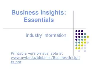 Business Insights: Essentials