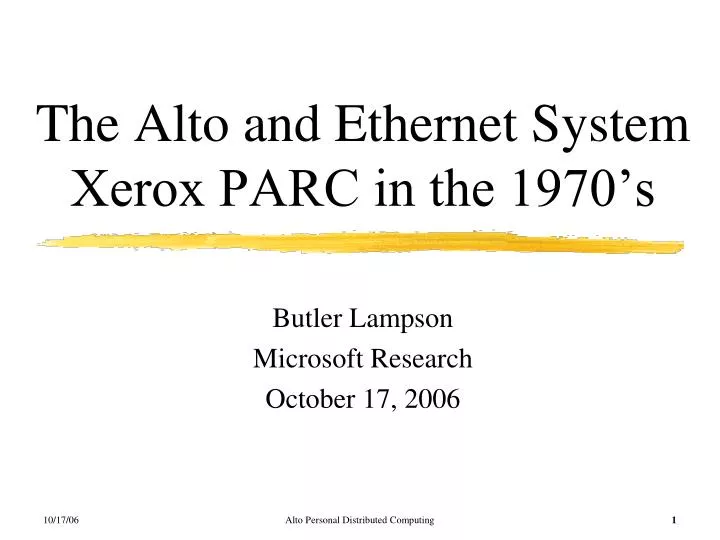 the alto and ethernet system xerox parc in the 1970 s