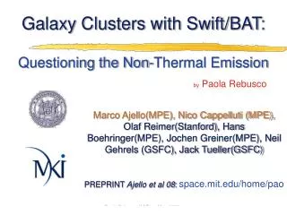 Galaxy Clusters with Swift/BAT : Questioning the Non-Thermal Emission