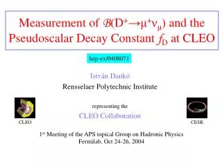 Measurement of B (D + ? ? + ? ? ) and the Pseudoscalar Decay Constant f D at CLEO