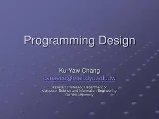 Programming Design
