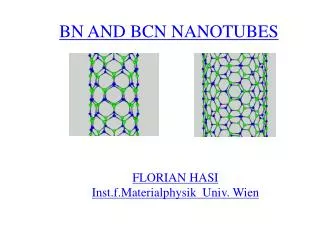 BN AND BCN NANOTUBES