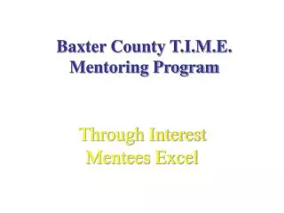 Baxter County T.I.M.E. Mentoring Program