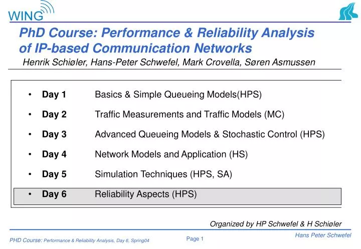 phd course performance reliability analysis of ip based communication networks