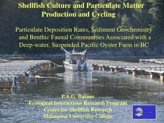Shellfish Culture and Particulate Matter Production and Cycling