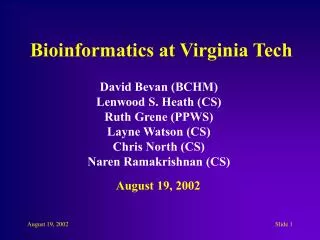 Bioinformatics at Virginia Tech