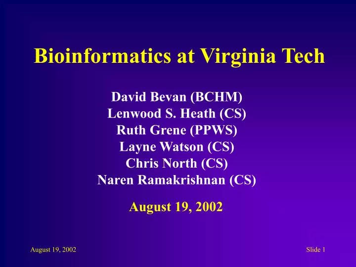 bioinformatics at virginia tech