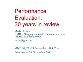 Performance Evaluation: 30 years in review