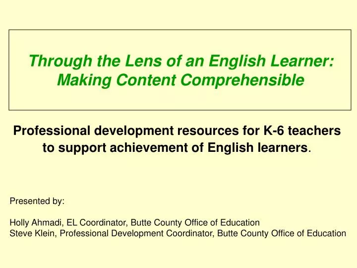 through the lens of an english learner making content comprehensible