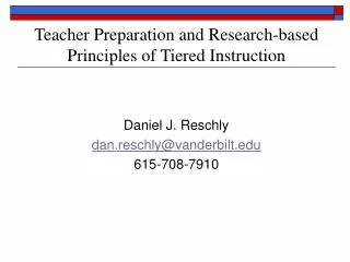 Teacher Preparation and Research-based Principles of Tiered Instruction