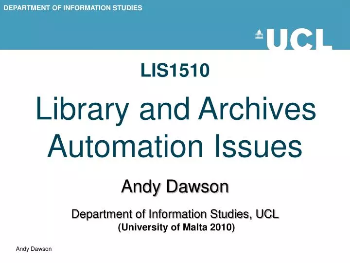 lis1510 library and archives automation issues