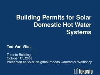Building Permits for Solar Domestic Hot Water Systems