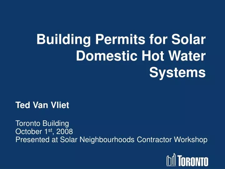 building permits for solar domestic hot water systems